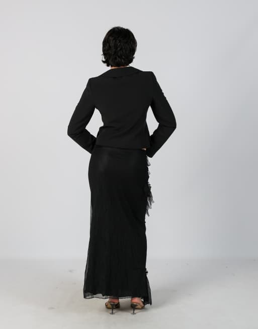 Vintage Unbranded S woven maxi skirt in black, 3 of 4