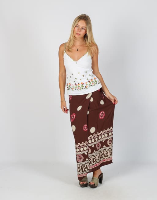Vintage Unbranded S woven maxi skirt in brown, 1 of 4