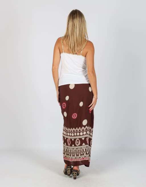 Vintage Unbranded S woven maxi skirt in brown, 3 of 4