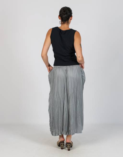 Vintage Unbranded S woven maxi skirt in grey, 3 of 4