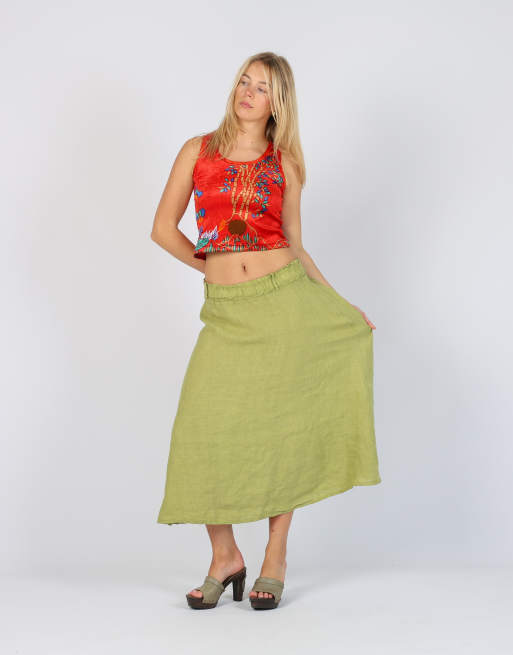 Vintage Unbranded S woven maxi skirt in light green