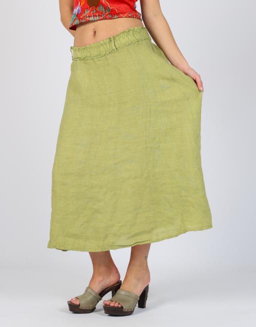 Vintage Unbranded S woven maxi skirt in light green, 2 of 4