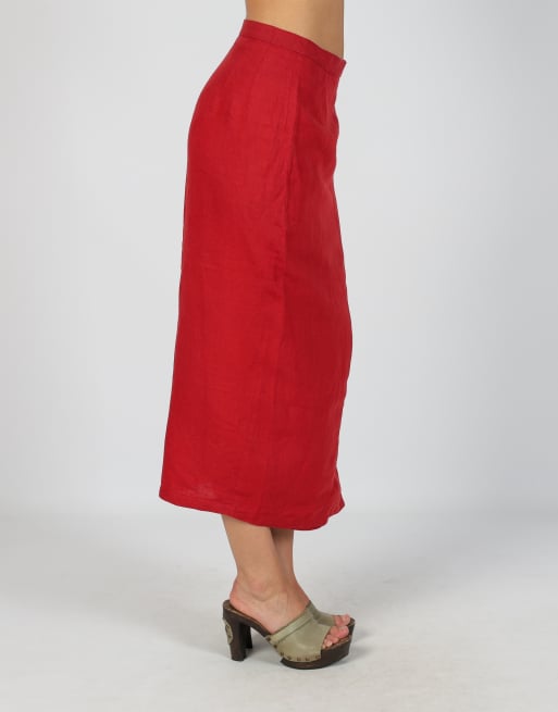 Vintage Unbranded S woven maxi skirt in red, 2 of 4