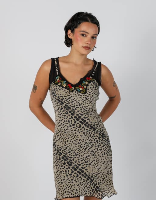 Vintage Unbranded S woven midi dress in beige, 4 of 4