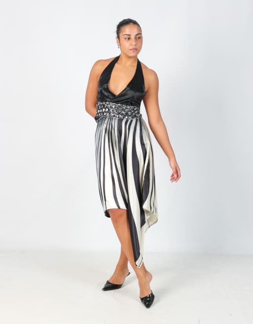 Vintage Unbranded S woven midi dress in black