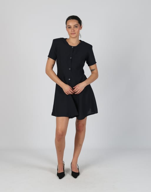 Vintage Unbranded S woven midi dress in black