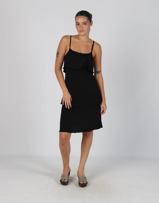 Vintage Unbranded S woven midi dress in black