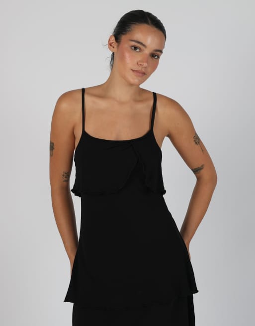 Vintage Unbranded S woven midi dress in black, 2 of 4