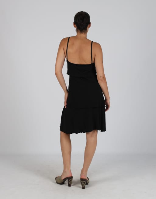 Vintage Unbranded S woven midi dress in black, 3 of 4