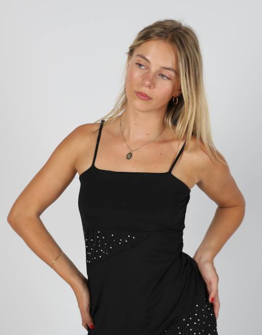 Vintage Unbranded S woven midi dress in black, 4 of 4