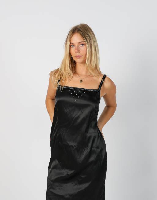 Vintage Unbranded S woven midi dress in black, 2 of 4