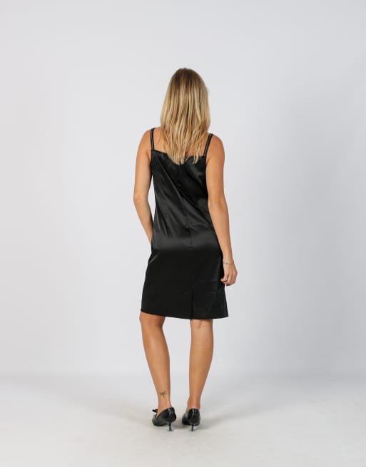 Vintage Unbranded S woven midi dress in black, 3 of 4
