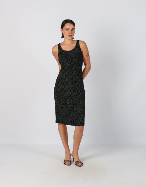 Vintage Unbranded S woven midi dress in black, 1 of 4