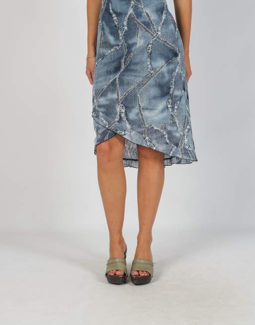 Vintage Unbranded S woven midi dress in blue, 2 of 4