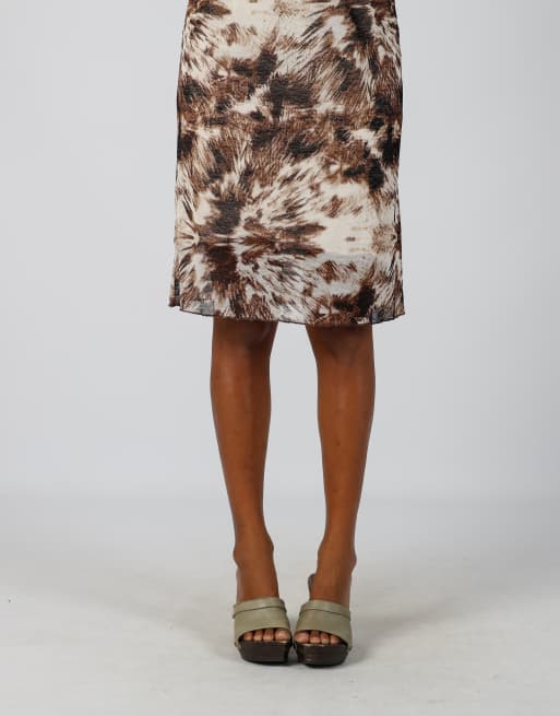 Vintage Unbranded S woven midi dress in brown, 2 of 4