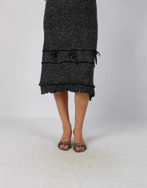 Vintage Unbranded S woven midi dress in charcoal grey, 2 of 4