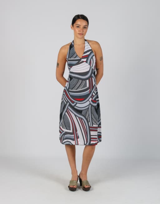Vintage Unbranded S woven midi dress in grey