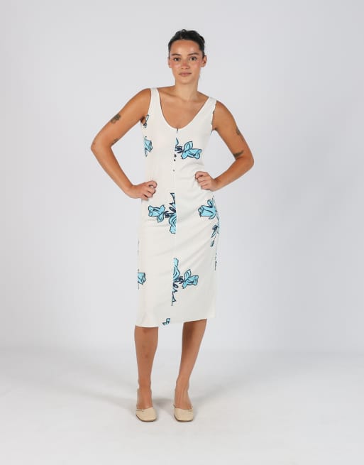 Vintage Unbranded S woven midi dress in ivory