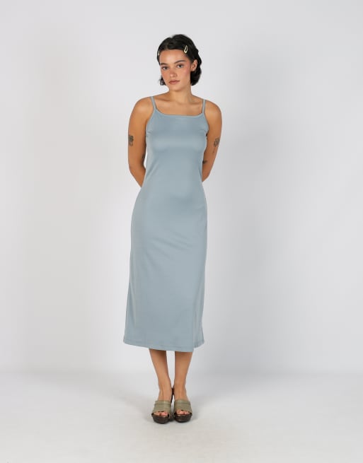 Vintage Unbranded S woven midi dress in light blue, 1 of 4