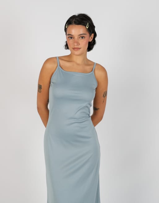 Vintage Unbranded S woven midi dress in light blue, 2 of 4