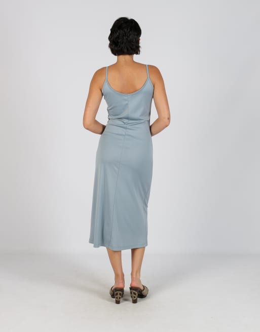 Vintage Unbranded S woven midi dress in light blue, 3 of 4