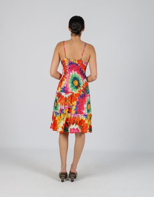 Vintage Unbranded S woven midi dress in multi colured, 3 of 4
