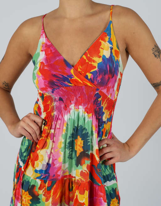 Vintage Unbranded S woven midi dress in multi colured, 4 of 4