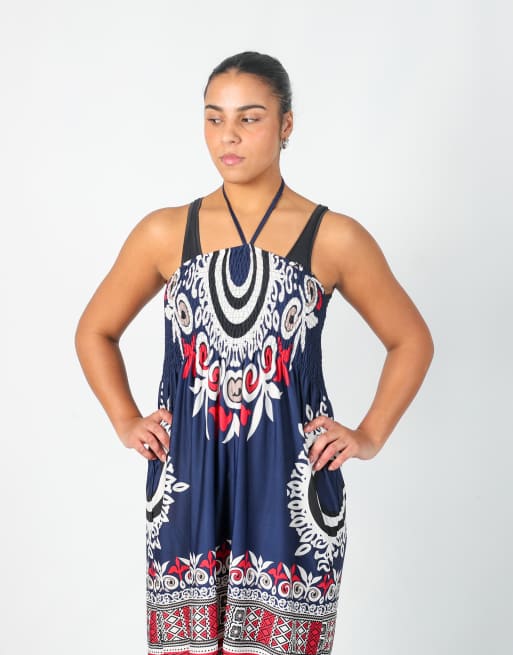Vintage Unbranded S woven midi dress in navy blue, 2 of 4