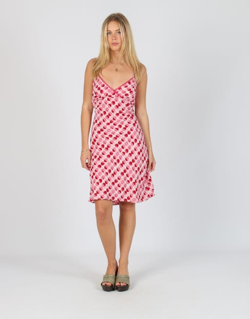 Vintage Unbranded S woven midi dress in pink