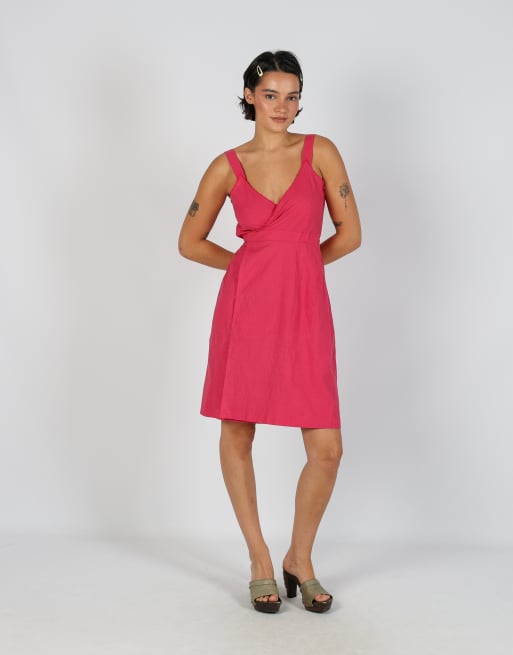 Vintage Unbranded S woven midi dress in pink, 1 of 4
