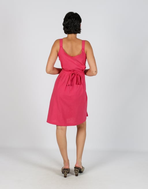 Vintage Unbranded S woven midi dress in pink, 3 of 4