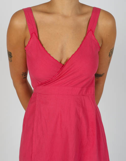 Vintage Unbranded S woven midi dress in pink, 4 of 4