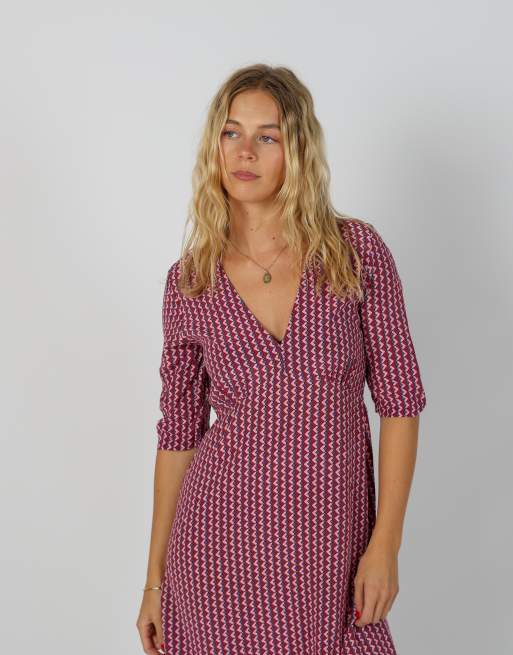 Vintage Unbranded S woven midi dress in pink, 4 of 4