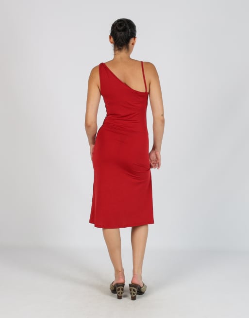 Vintage Unbranded S woven midi dress in red, 3 of 4