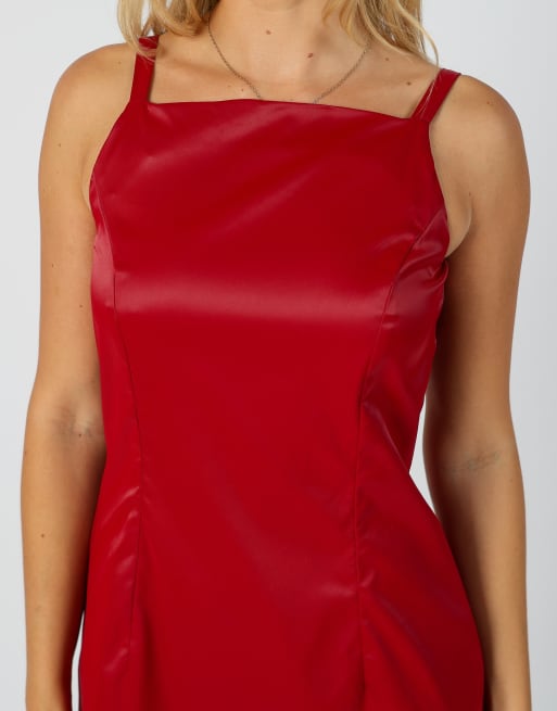Vintage Unbranded S woven midi dress in red, 4 of 4