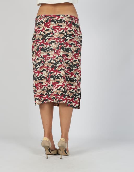 Vintage Unbranded S woven midi skirt in beige, 4 of 4