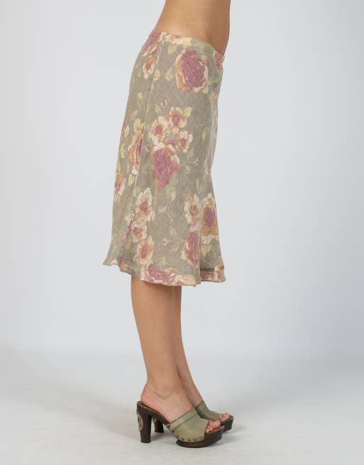 Vintage Unbranded S woven midi skirt in beige, 2 of 4
