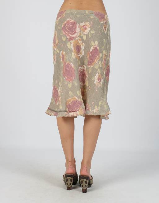 Vintage Unbranded S woven midi skirt in beige, 4 of 4