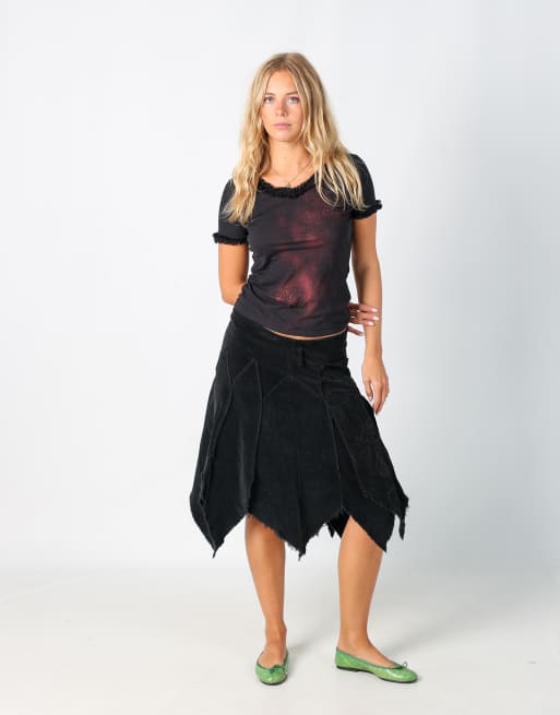 Vintage Unbranded S woven midi skirt in black