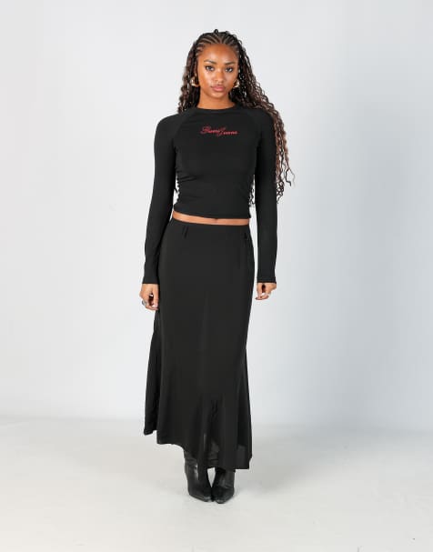 Vintage Unbranded S woven midi skirt in black - view 1