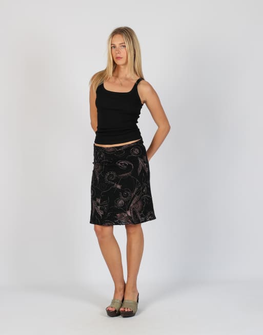 Vintage Unbranded S woven midi skirt in black