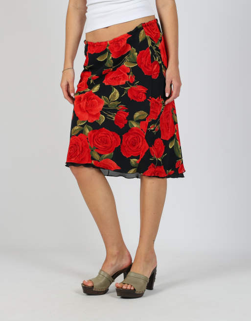 Vintage Unbranded S woven midi skirt in black, 2 of 4
