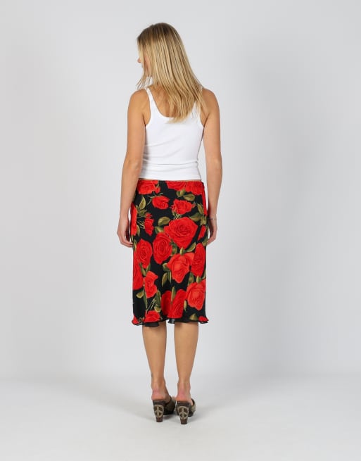 Vintage Unbranded S woven midi skirt in black, 3 of 4