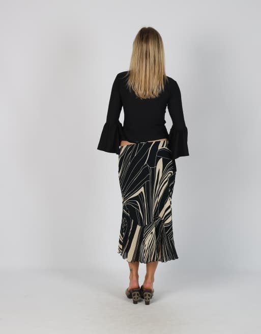 Vintage Unbranded S woven midi skirt in black, 3 of 4
