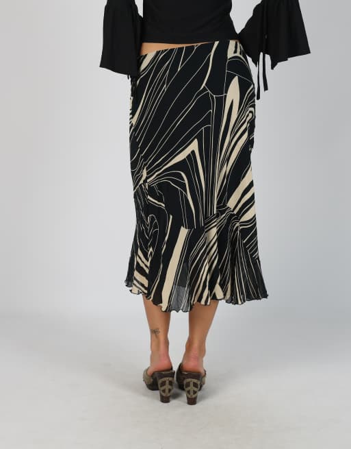 Vintage Unbranded S woven midi skirt in black, 4 of 4