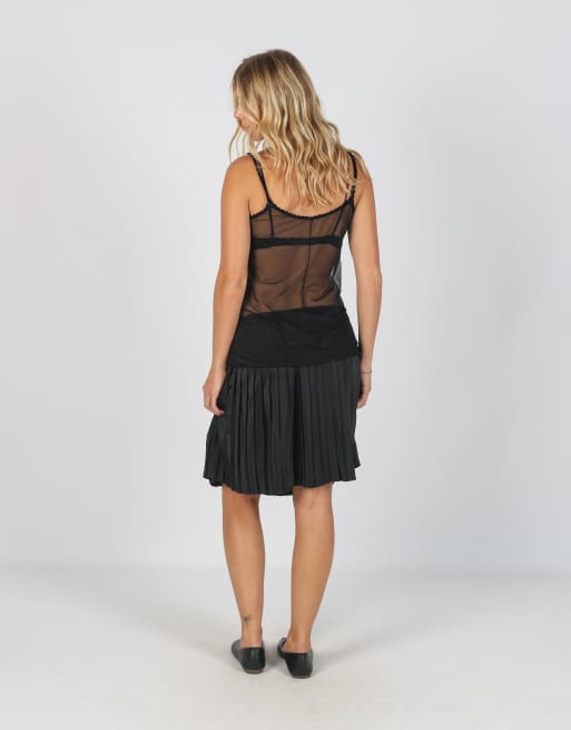 Vintage Unbranded S woven midi skirt in black, 3 of 4
