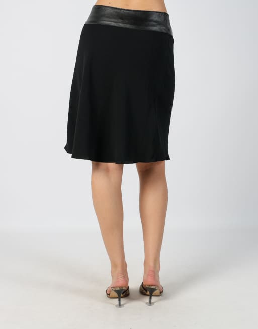 Vintage Unbranded S woven midi skirt in black, 4 of 4