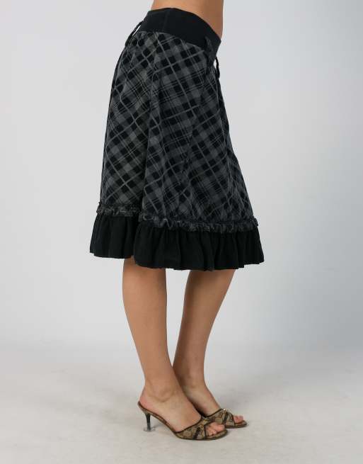 Vintage Unbranded S woven midi skirt in black, 2 of 4