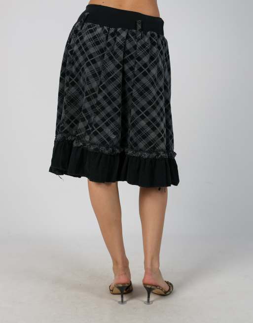 Vintage Unbranded S woven midi skirt in black, 4 of 4
