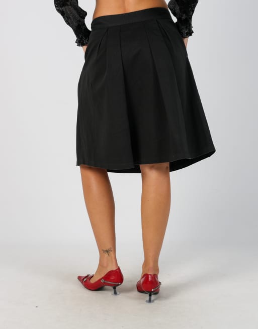 Vintage Unbranded S woven midi skirt in black, 4 of 4
